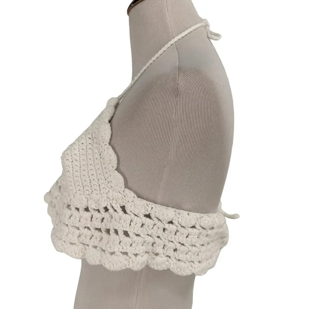Crochet Women's White Bikini Top